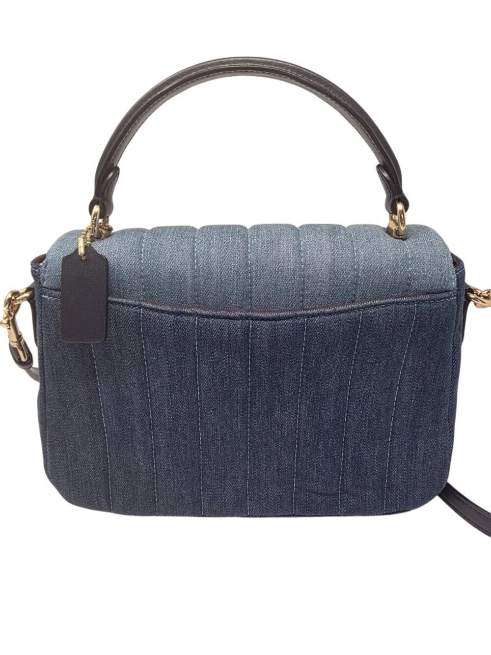 Coach Denim Quilted Shoulder Bag With Gold Hardware & Matching Wallet - Picture 2 of 11
